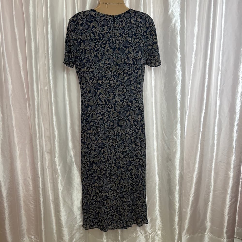 68. Talbots Navy Floral Midi Dress – Vintage-Inspired Charm Size 10 - Thumbnail 2