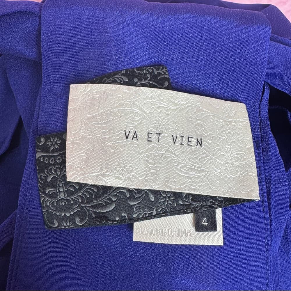 220. Anthropologie VA ET VIEN Silk Royal Blue Ruffle Halter Dress Size 4