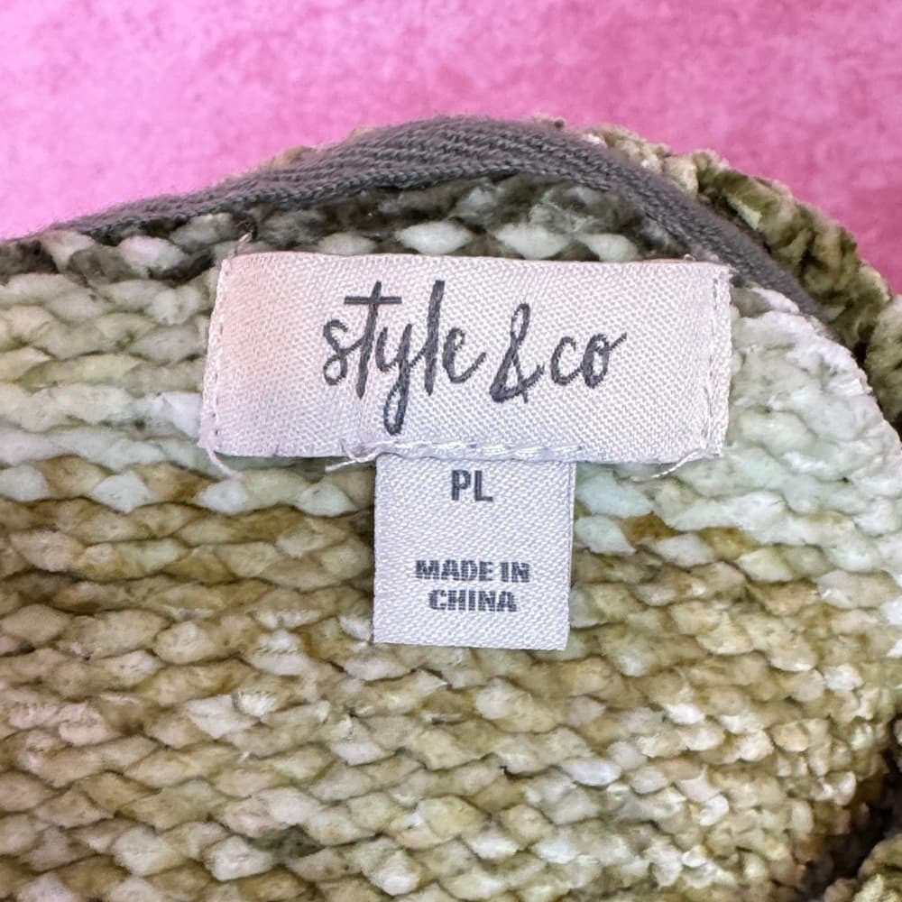 134. Style & Co Chenille Striped Sweater Green Multi PL