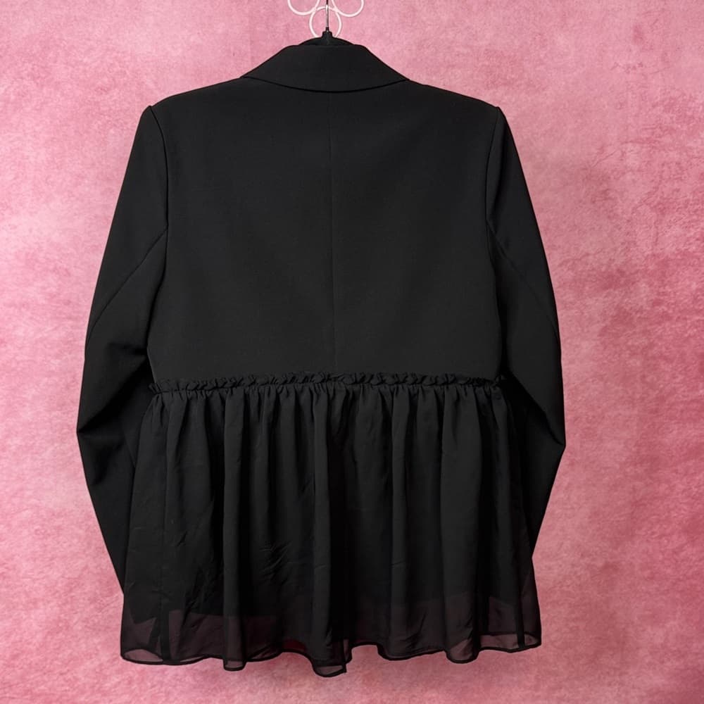 155. Simply Vera Vera Wang Black Blazer with Chiffon Hem Size M - Thumbnail 3