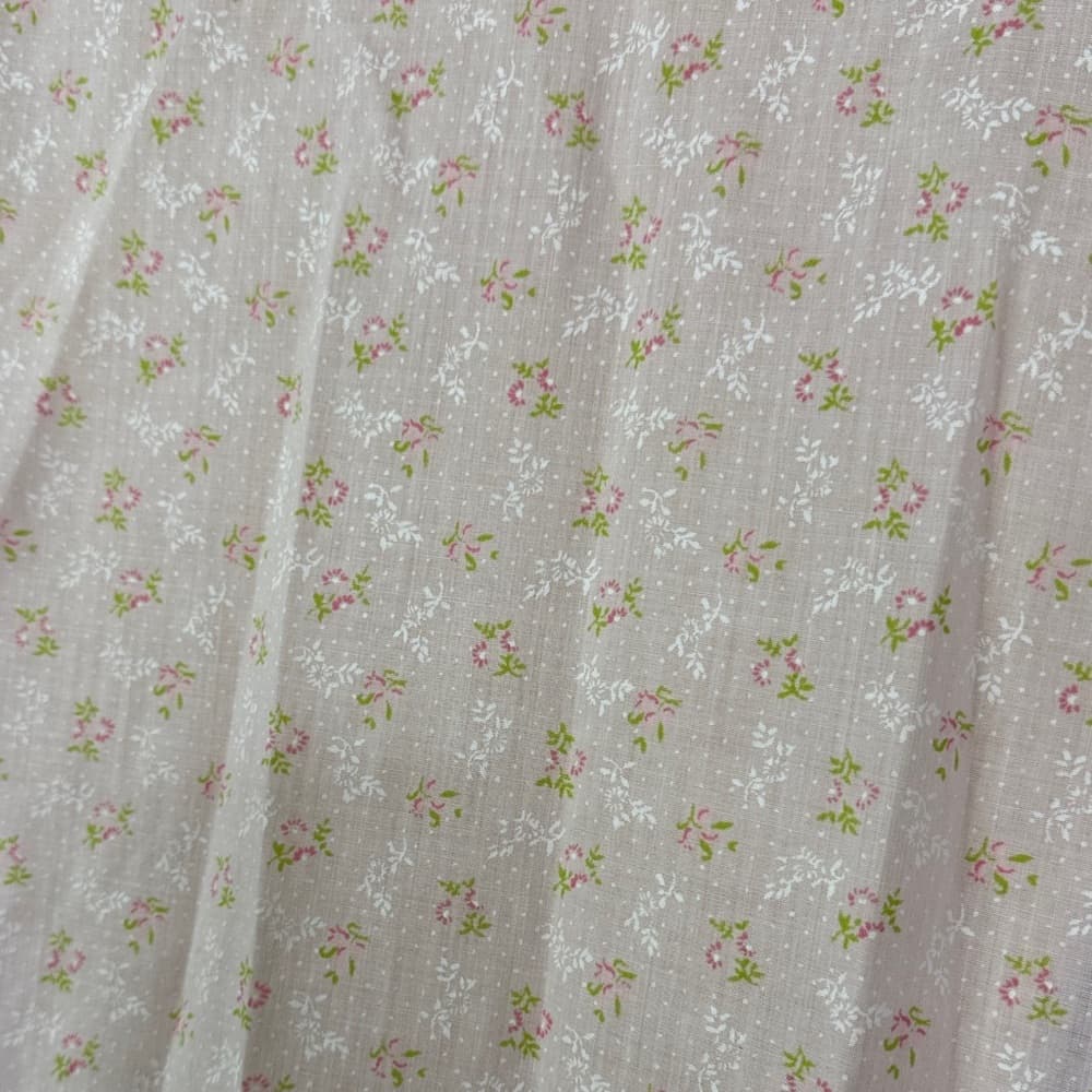 160. Vintage Floral Pajama Set Pink White Lace Trim Size M/L - Thumbnail 5