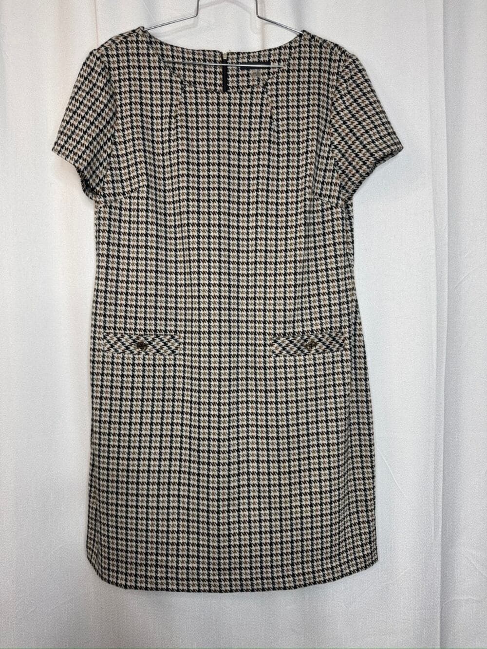 408. Tommy Hilfiger Houndstooth Tweed Shift Dress Size 16 - Thumbnail 7