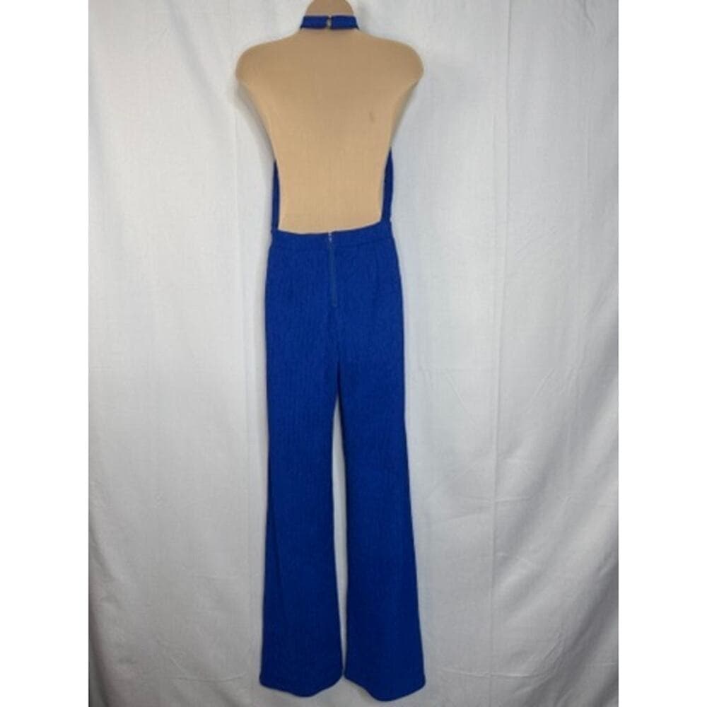 404. Windsor Blue Halter Cutout Wide Leg Jumpsuit Size S NWT
