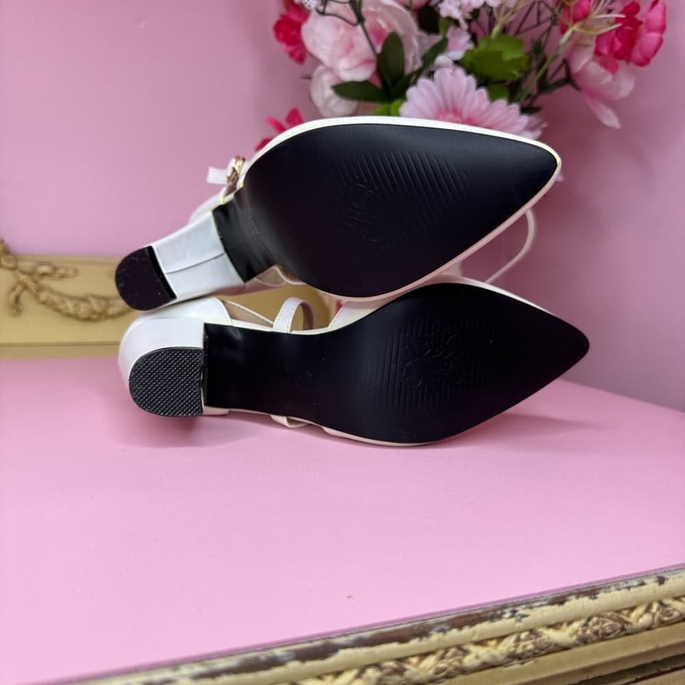 142. KeBuLe White Block Heel Dress Shoes Size 37 - Thumbnail 6