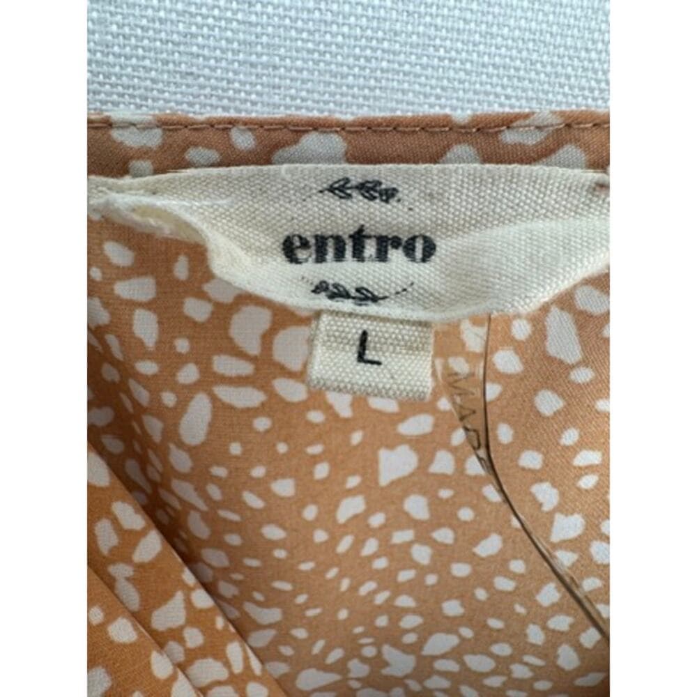 412. Entro Pebble Print Tiered Romper Tan White Size L - Thumbnail 2
