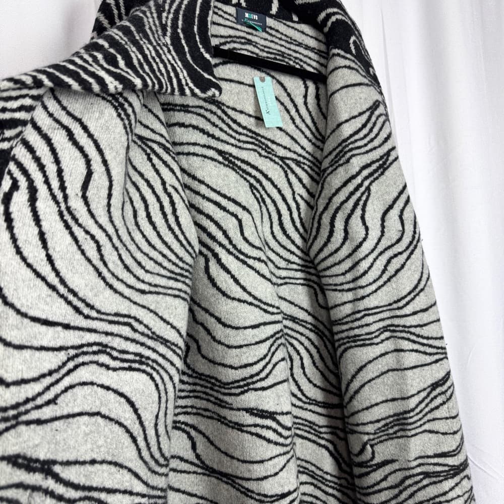 308. Maeve by Anthropologie Black White Abstract Wool Cardigan 2X Plus - Thumbnail 8