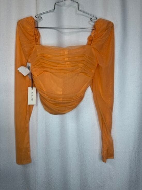371. Babaton Ruched Mesh Long Sleeve Crop Top Size 2 NWT - Thumbnail 8