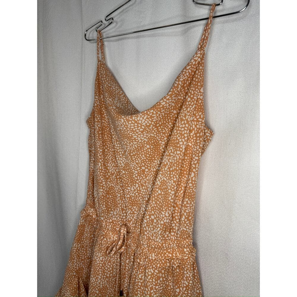 412. Entro Pebble Print Tiered Romper Tan White Size L - Thumbnail 4