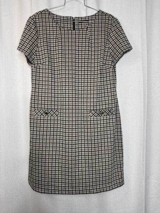 408. Tommy Hilfiger Houndstooth Tweed Shift Dress Size 16 - Thumbnail 8