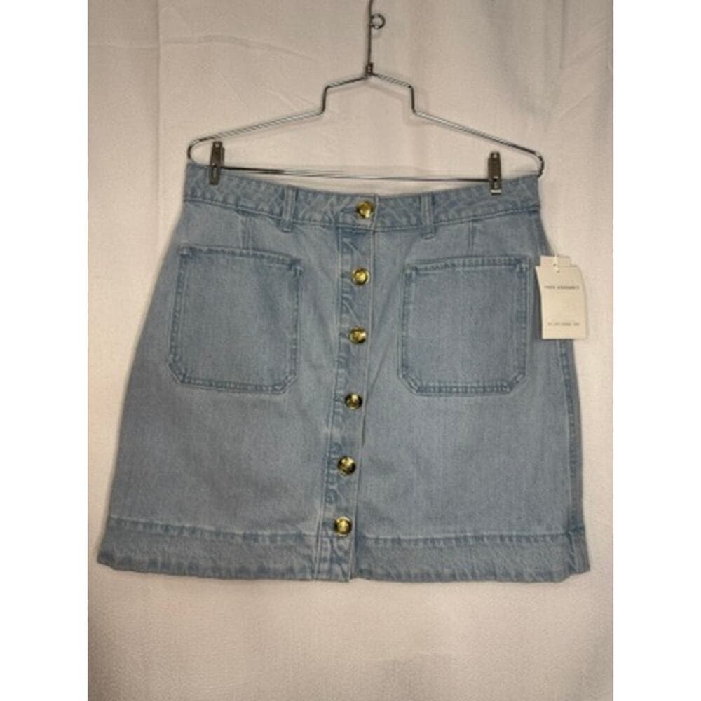 414. Free Assembly Blue Gingham Top & Denim Skirt Set Size 10-12 NWT - Thumbnail 5