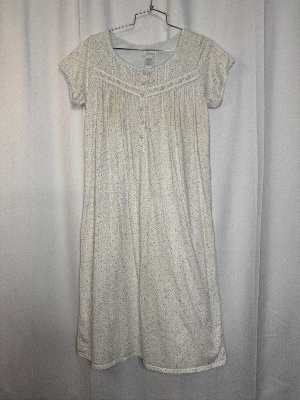 407. Aria Floral Ditsy Print Short Sleeve Nightgown House Dress Size Small - Thumbnail 7