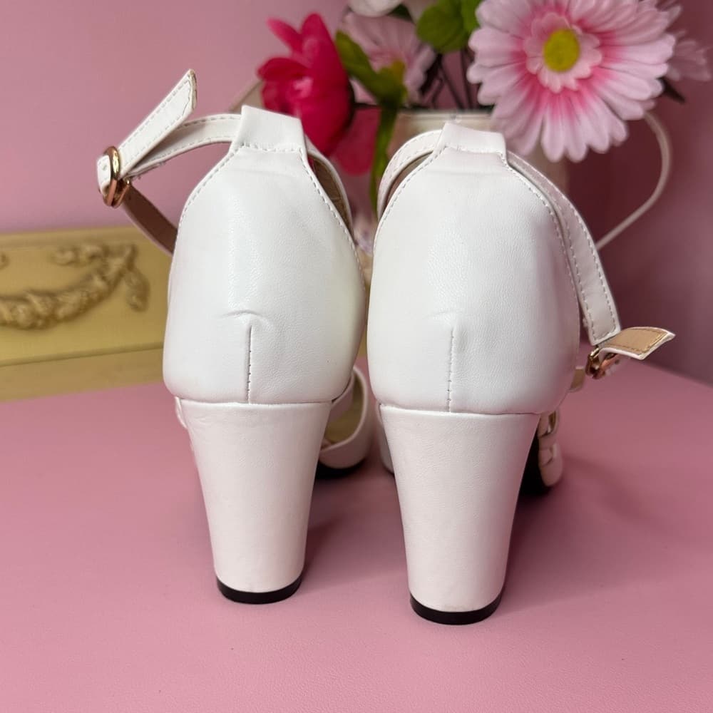 142. KeBuLe White Block Heel Dress Shoes Size 37 - Thumbnail 4