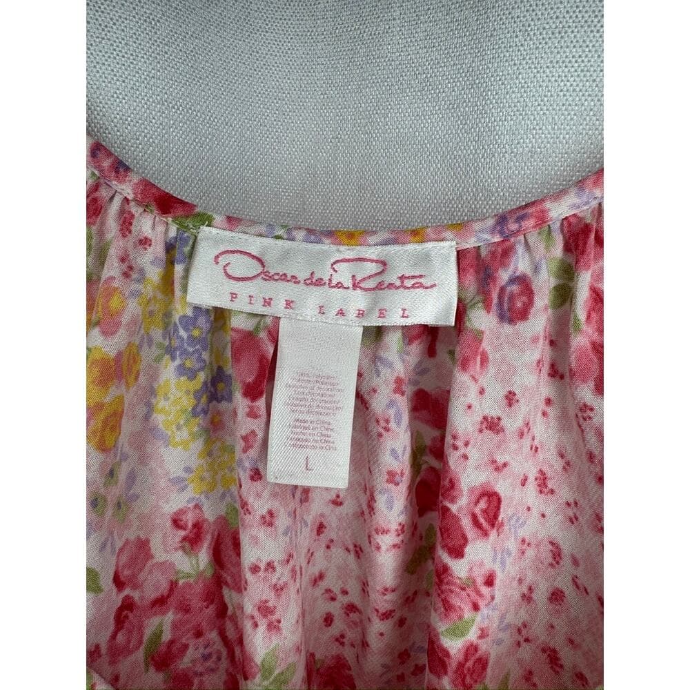 373. Oscar de la Renta Pink Label Floral Cami Top Size Large - Thumbnail 2