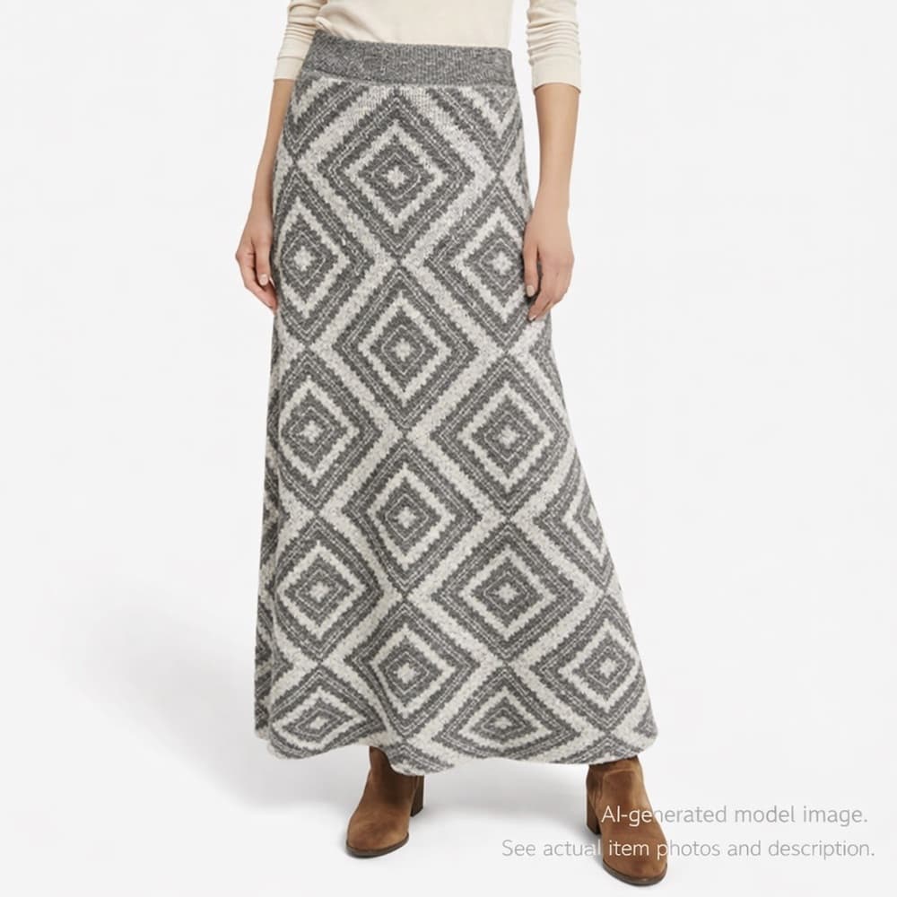 217. Anthropologie MOTH Gray Geometric Wool Alpaca Blend Maxi Skirt Small - Thumbnail 5