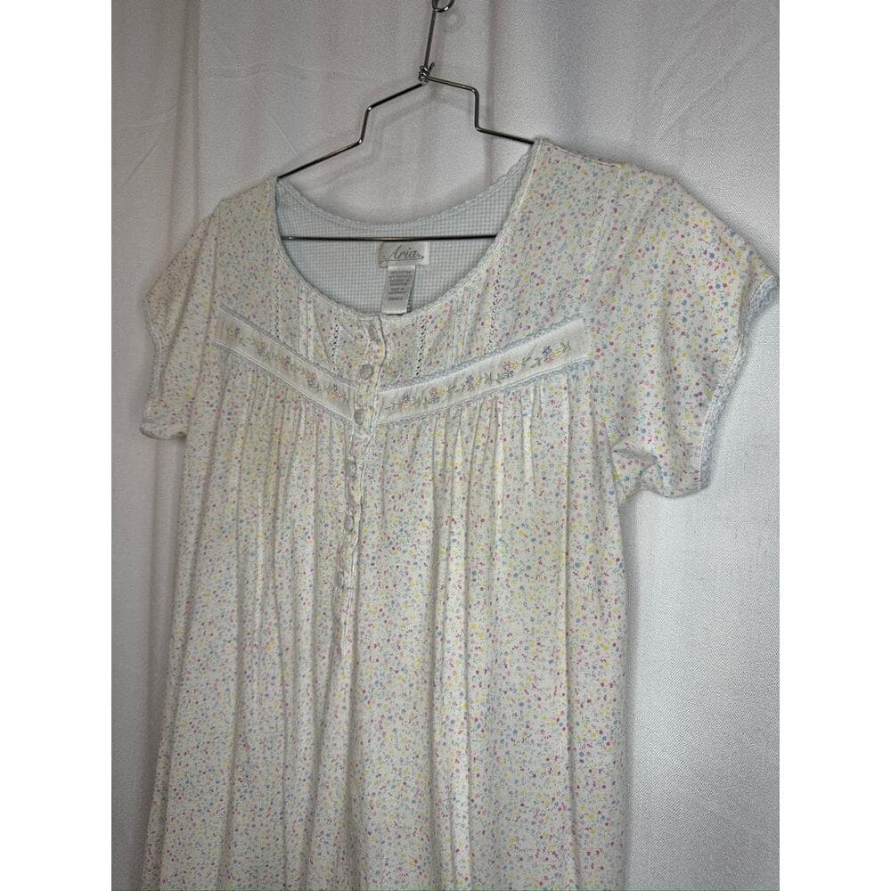407. Aria Floral Ditsy Print Short Sleeve Nightgown House Dress Size Small - Thumbnail 3