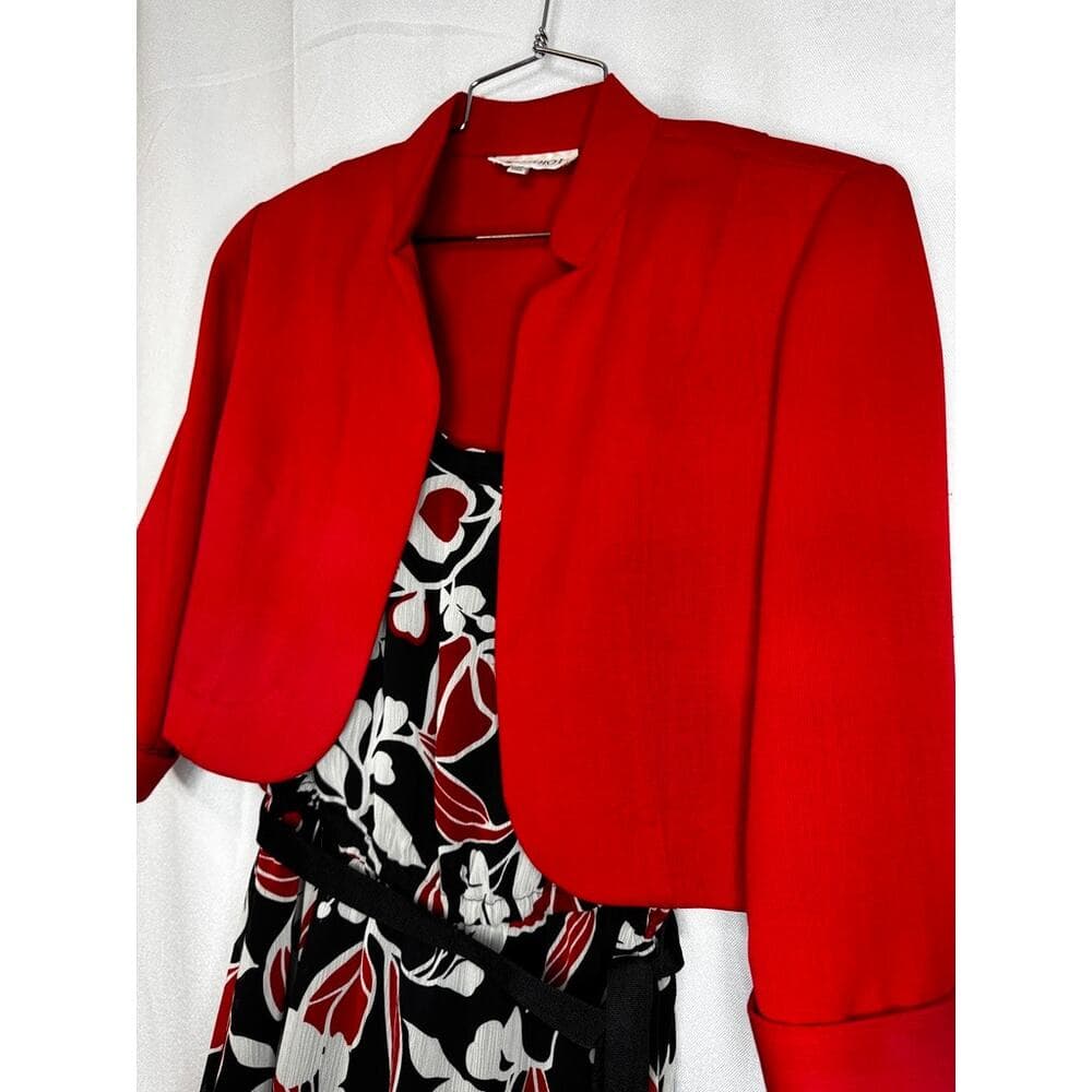 410. Studio I Floral Sleeveless Dress with Cropped Jacket Size 10 - Thumbnail 8