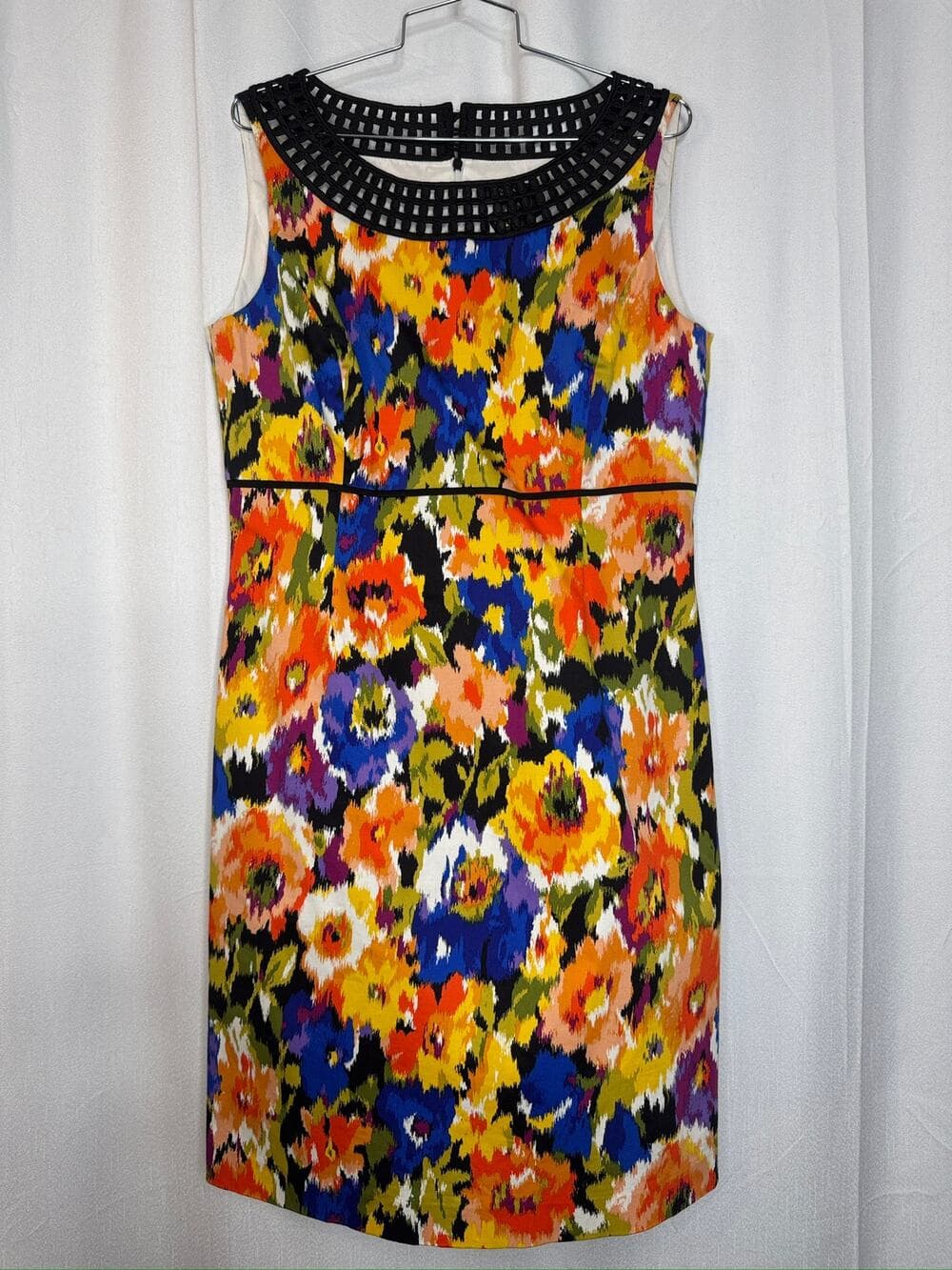 409. Tahari Arthur S. Levine Floral Sheath Dress Size 10 Multicolor Sleeveless - Thumbnail 6