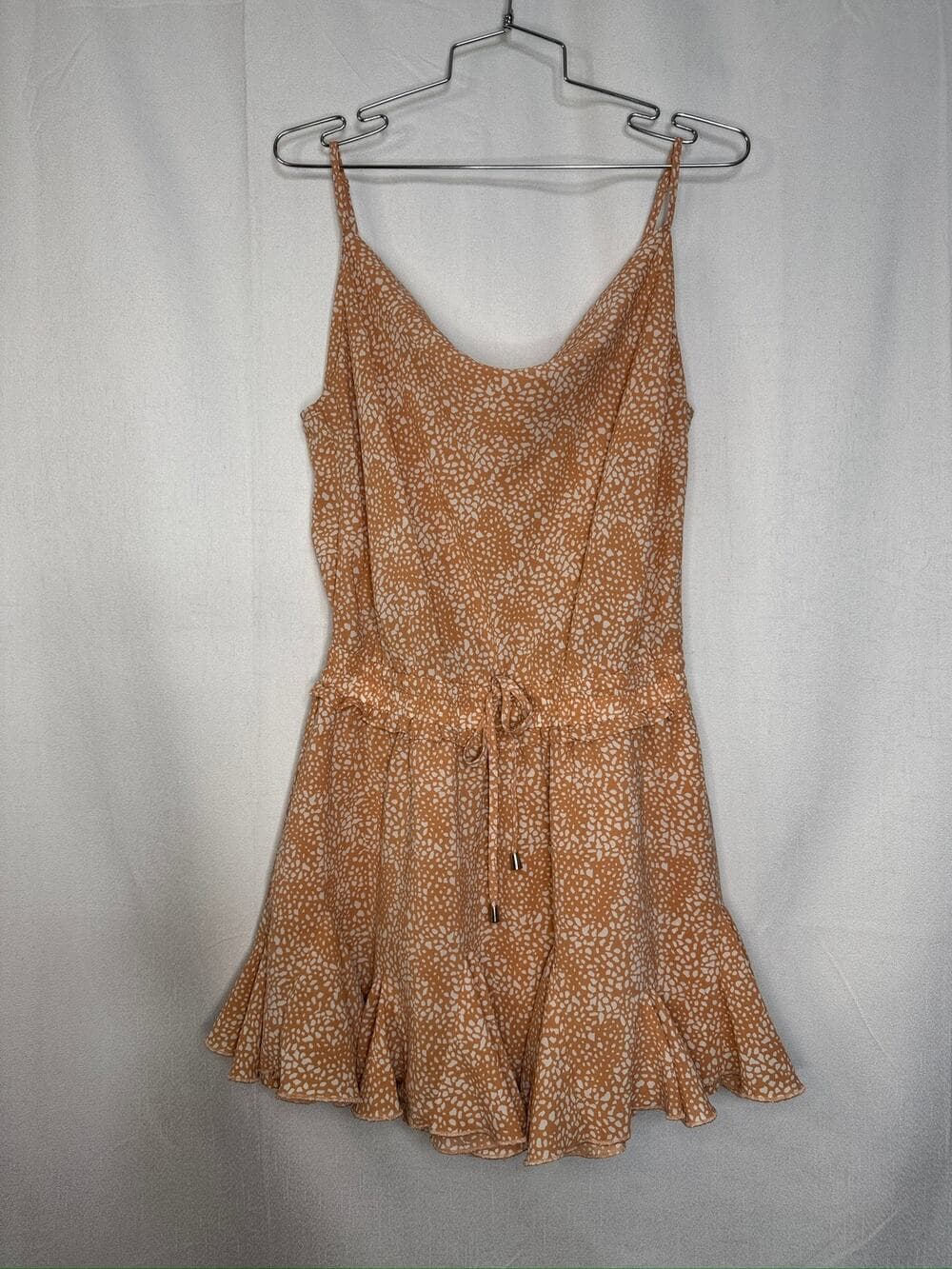 412. Entro Pebble Print Tiered Romper Tan White Size L - Thumbnail 9