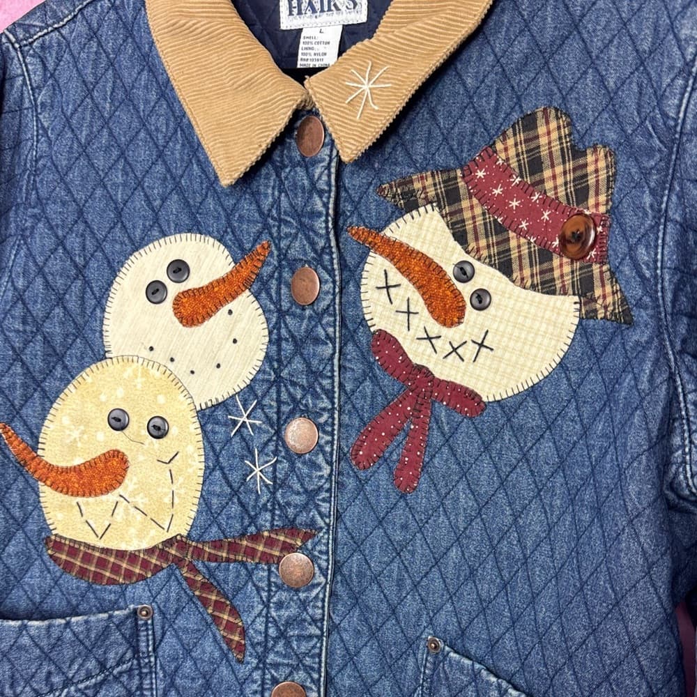 274. Haik’s Snowman Quilted Denim Jacket L - Thumbnail 3