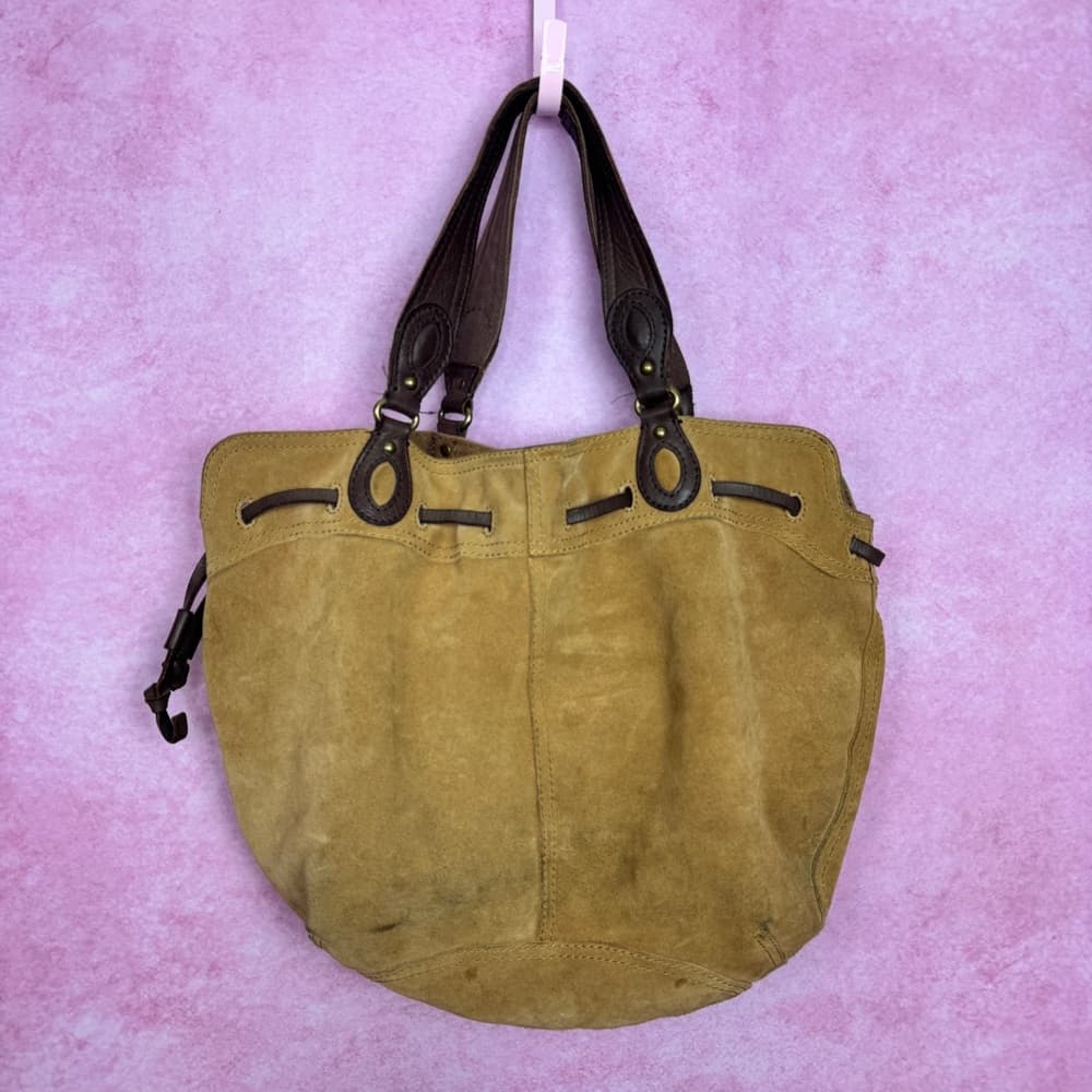 263. Lucky Brand Suede Leather Tote Brown - Thumbnail 3
