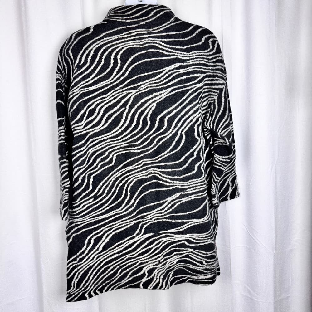 308. Maeve by Anthropologie Black White Abstract Wool Cardigan 2X Plus - Thumbnail 4