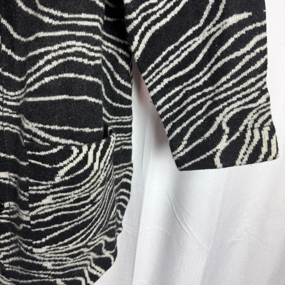 308. Maeve by Anthropologie Black White Abstract Wool Cardigan 2X Plus - Thumbnail 5