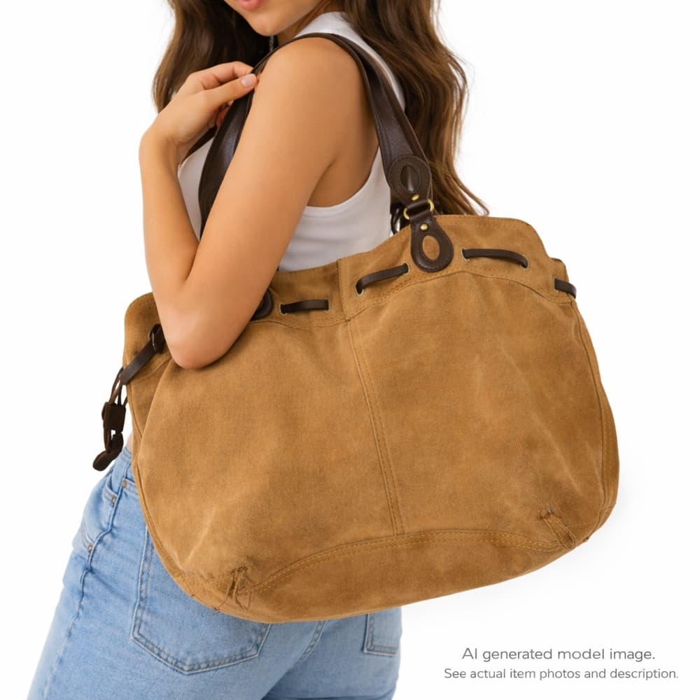 263. Lucky Brand Suede Leather Tote Brown - Thumbnail 9