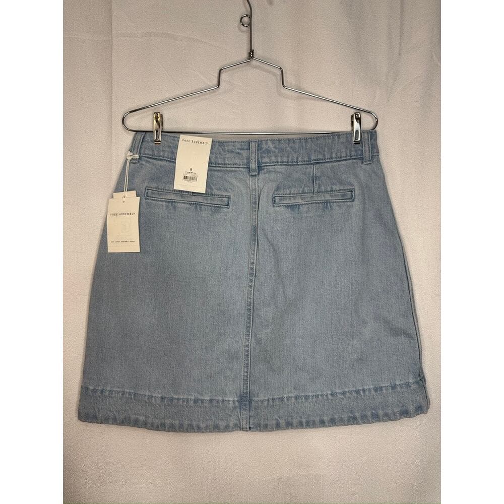 414. Free Assembly Blue Gingham Top & Denim Skirt Set Size 10-12 NWT - Thumbnail 6