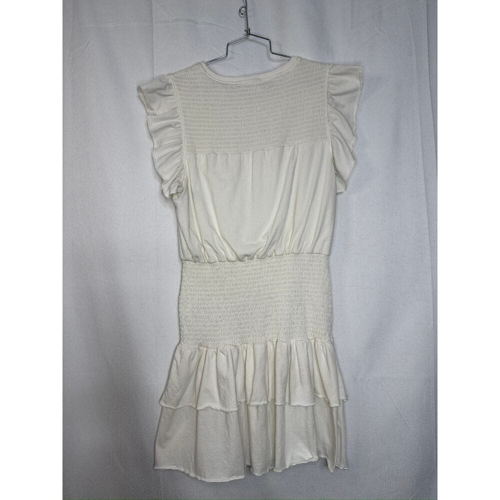 411. Sundays Ivory Smocked Ruffle Sleeve Mini Dress Size L