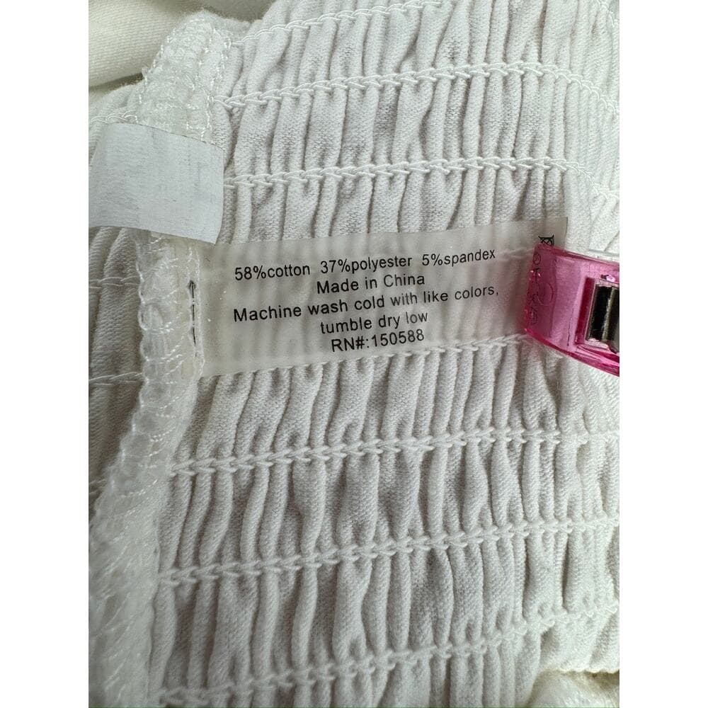 411. Sundays Ivory Smocked Ruffle Sleeve Mini Dress Size L - Thumbnail 3