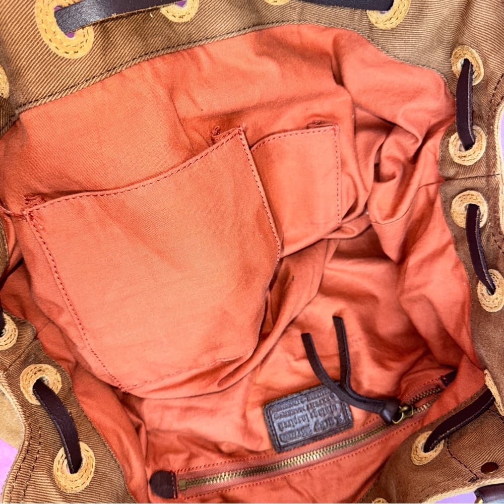 263. Lucky Brand Suede Leather Tote Brown - Thumbnail 5