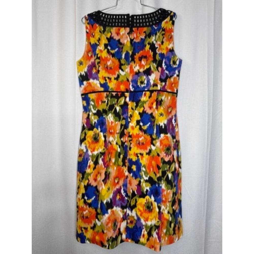 409. Tahari Arthur S. Levine Floral Sheath Dress Size 10 Multicolor Sleeveless