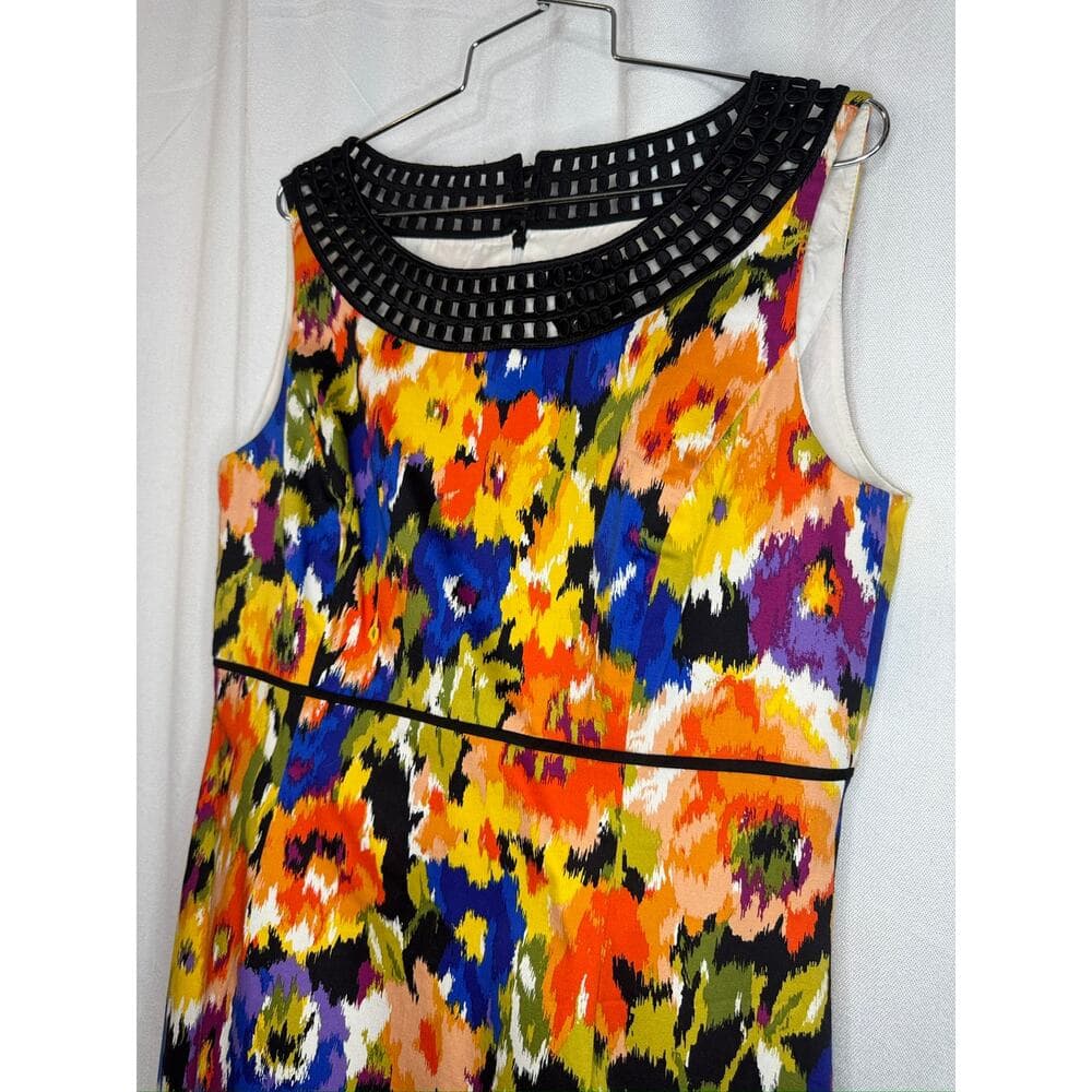 409. Tahari Arthur S. Levine Floral Sheath Dress Size 10 Multicolor Sleeveless - Thumbnail 3
