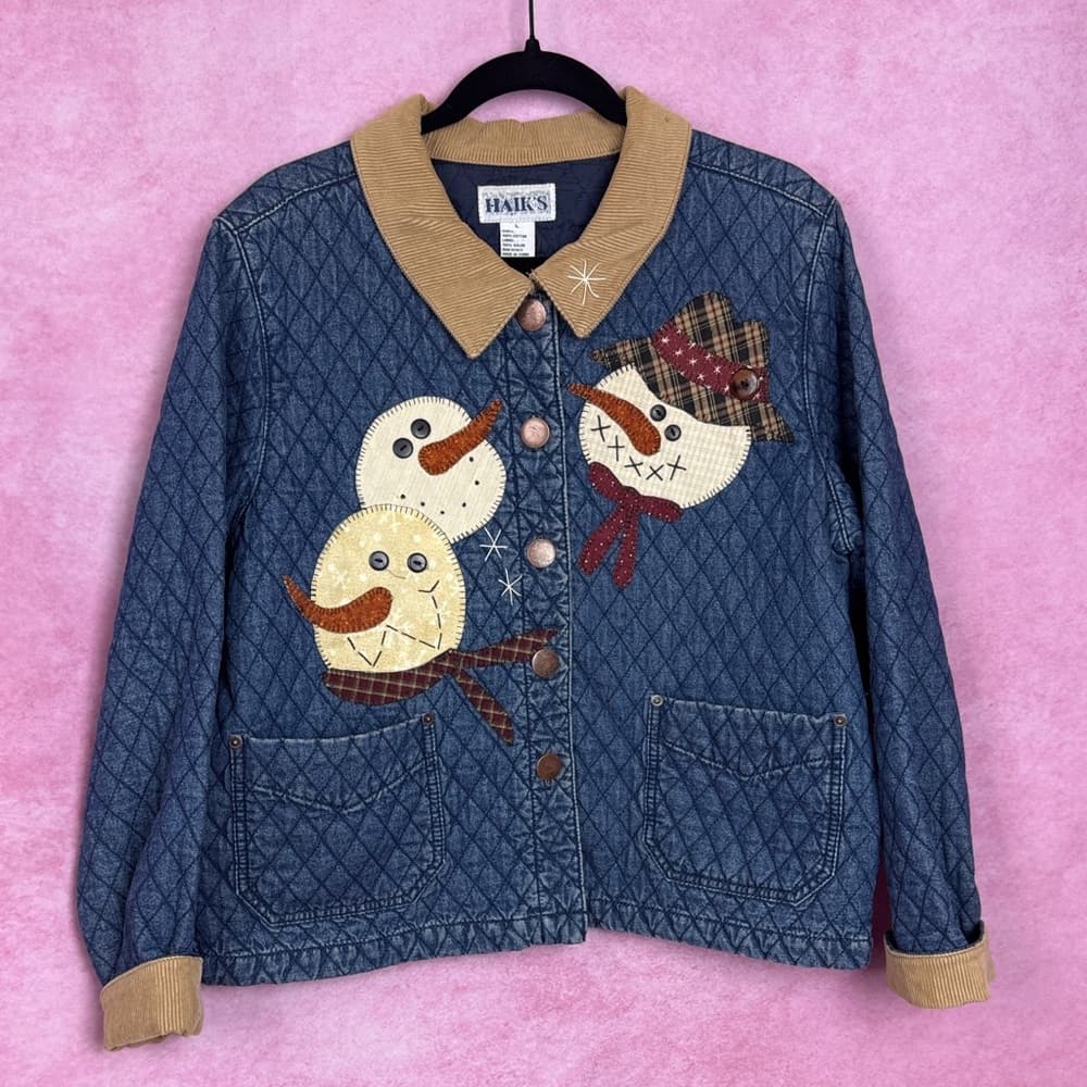 274. Haik’s Snowman Quilted Denim Jacket L - Thumbnail 2