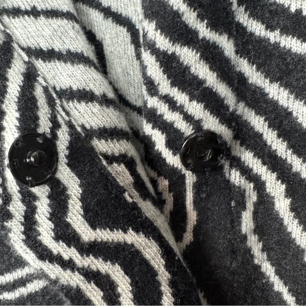 308. Maeve by Anthropologie Black White Abstract Wool Cardigan 2X Plus - Thumbnail 6