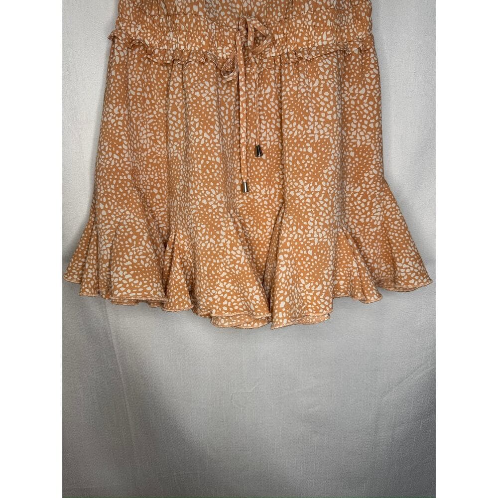 412. Entro Pebble Print Tiered Romper Tan White Size L - Thumbnail 5