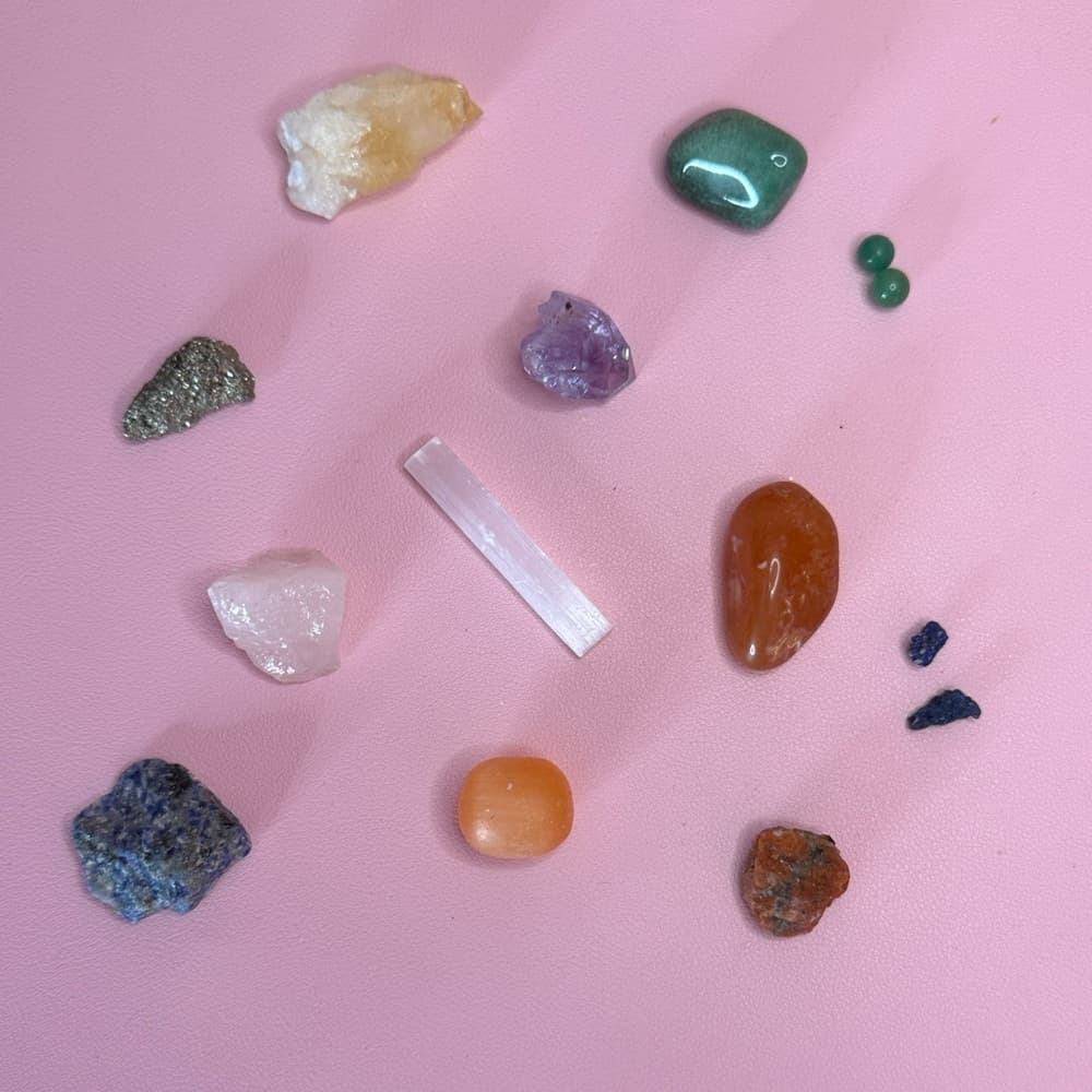 141. 11-Piece Crystal Set, Amethyst, Citrine, Pyrite, Rose Quartz, Selenite - Thumbnail 2