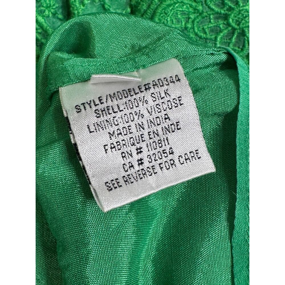 347. Anthropologie Baraschi Green Embroidered Lace Fit & Flare Dress Size 0 - Thumbnail 6