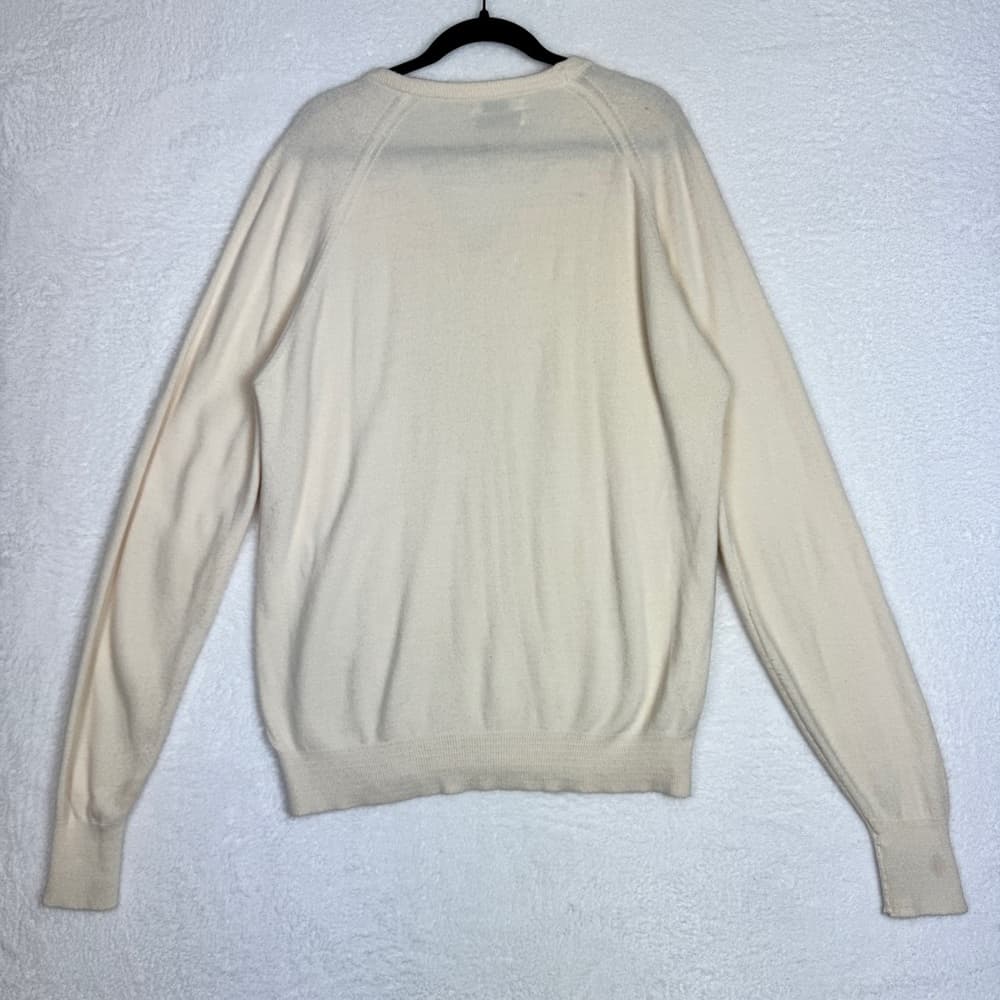 285. Christian Dior Vintage Cream V-Neck Knit Sweater XL - Thumbnail 4