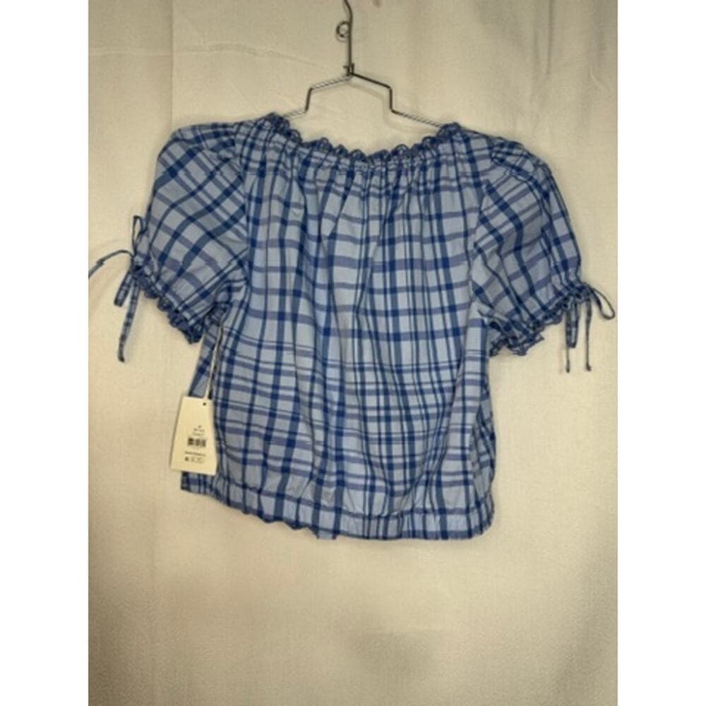 414. Free Assembly Blue Gingham Top & Denim Skirt Set Size 10-12 NWT - Thumbnail 2