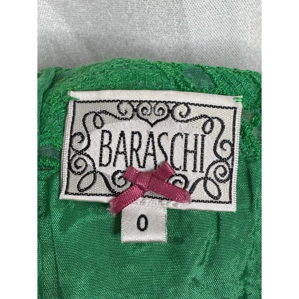 347. Anthropologie Baraschi Green Embroidered Lace Fit & Flare Dress Size 0 - Thumbnail 5