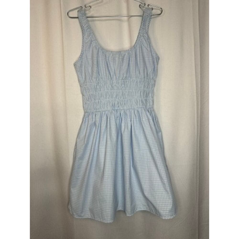 403. Sim & Sam Blue Gingham Sleeveless Fit & Flare Dress Size M