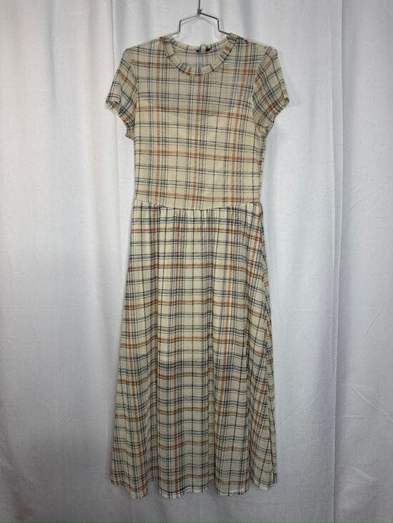 398. AUW Plaid Mock Neck Midi Dress Size XS - Thumbnail 8