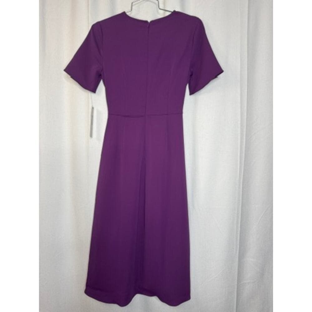 401. Maggy London Purple Tie Waist Short Sleeve Midi Dress Size 0