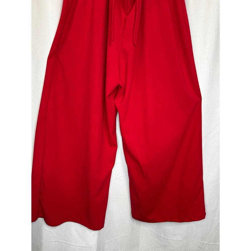 386. Persaya Red Lace Up Wide Leg Jumpsuit Size 3X - Thumbnail 4