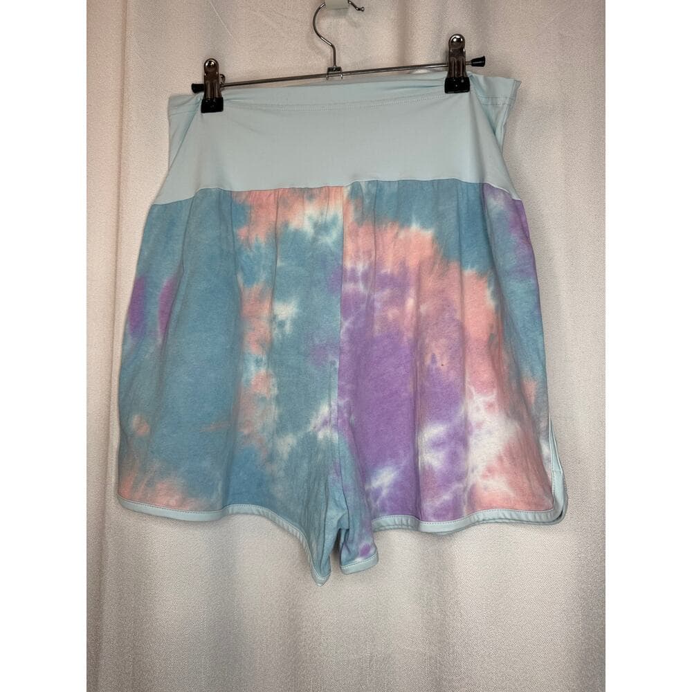 364. Maternity Pastel Tie-Dye Dolphin Hem Lounge Shorts Size Large - Thumbnail 2