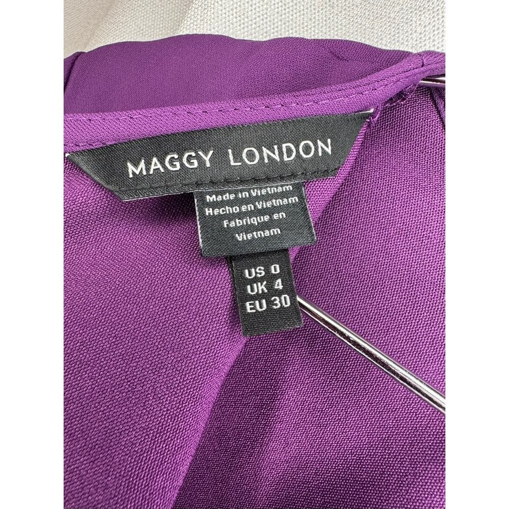 401. Maggy London Purple Tie Waist Short Sleeve Midi Dress Size 0 - Thumbnail 2