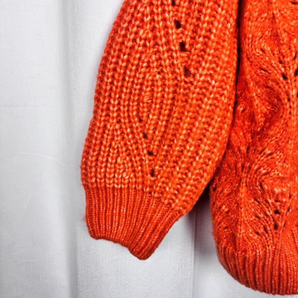 302. Lea & Viola Orange Chunky Knit Open Front Cardigan 2X - Thumbnail 5