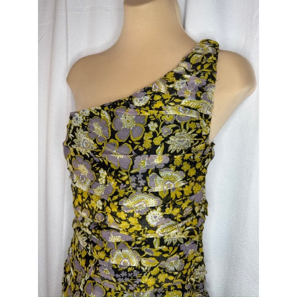 405. Zara One Shoulder Floral Ruched Mini Dress Size M NWT - Thumbnail 4