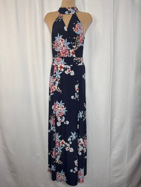 394. New York & Company Floral Halter Maxi Dress Size XS - Thumbnail 9